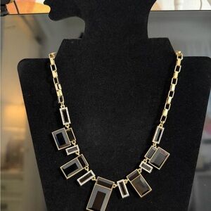 T Tahari Gold and Black Geometric Necklace Contempoary Jewelry